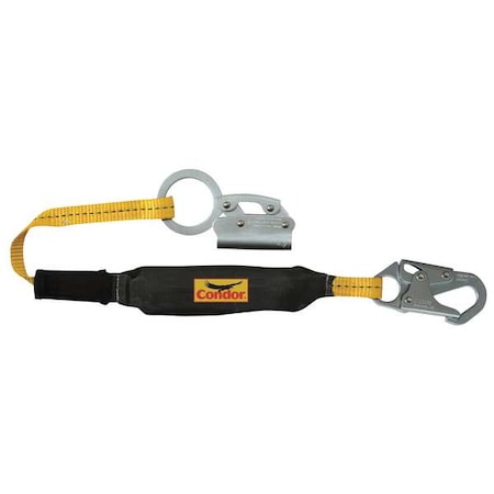 Rope Grab with Lanyard, Steel, 310 lb, Yellow/Black, For Rope Size: 5/8 in MPN:G8353LT