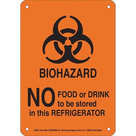 Biohazard Sign, 7 in Height, 10 in Width, Aluminum, English MPN:34GH08