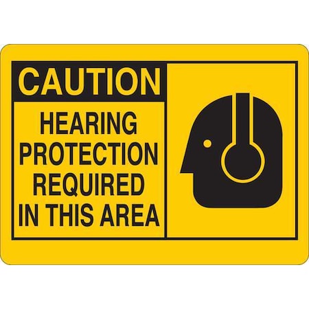 Caution Sign, Hrg Prtctn, Txt/Smbl, Srfc, Al MPN:34GH14