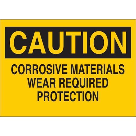 Caution Sign, Corrosive Mat, Txt, Srfc, Pl MPN:34GH73