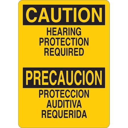 Caution Sign, 14 in H, 10 in W, Plastic, English, Spanish, 34GJ01 MPN:34GJ01