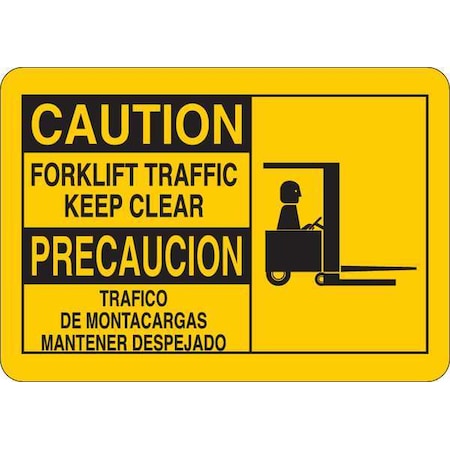Caution Sign, 10 in H, 14 in W, Vinyl, English, Spanish, 34GK79 MPN:34GK79