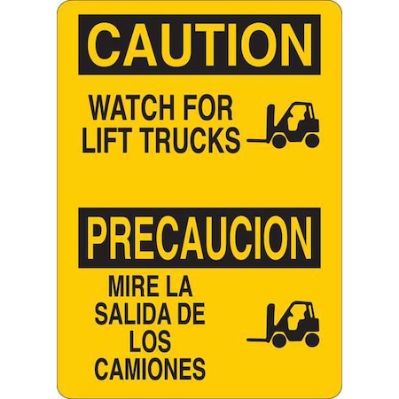 Caution Sign, 14 in H, 10 in W, Vinyl, English, Spanish, 34GK81 MPN:34GK81