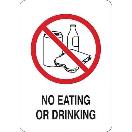 No Header, No Eating Or Drinking, 5 in W x 7 in H, Vinyl MPN:34GL84