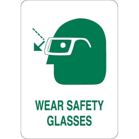 No Header, Wear Safety Glasses, 7 in W x 10 in H, Plastic MPN:35GD18