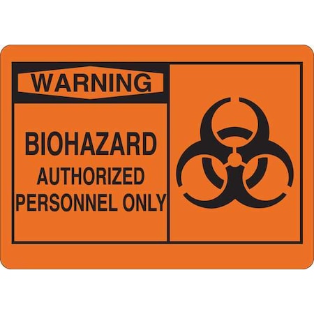Warning Biohazard Sign, 10 in Height, 14 in Width, Vinyl, English MPN:35GE61