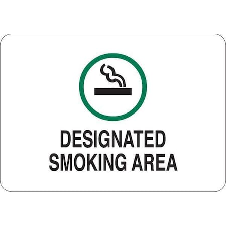 No Header, Designated Smoking Area, 10 in W x 7 in H, Vinyl MPN:35GH60