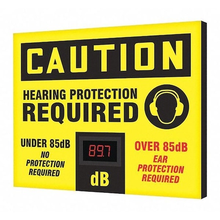 Sound Level Decibel Meter Sign, 20 in Width, Aluminum, Horizontal Rectangle, English MPN:444A66