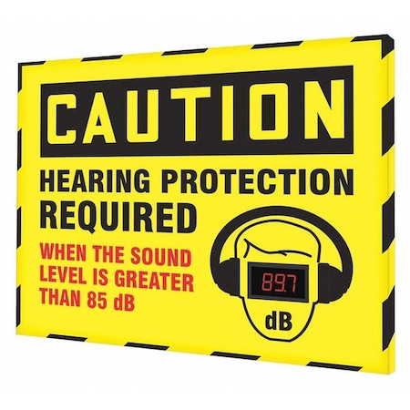 Sound Level Decibel Meter Sign, 30 in Height, 36 in Width, Aluminum, Horizontal Rectangle, English MPN:444A67