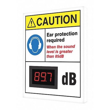 Sound Level Decibel Meter Sign, 12 in Height, 10 in Width, Aluminum, Vertical Rectangle, English MPN:444A68