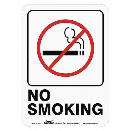 No Header, No Smoking, 5 in W x 7 in H, Vertical Rectangle, Polyethylene MPN:444M41