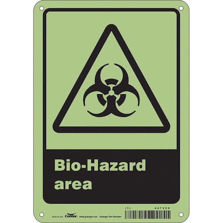 Biohazard Sign, 10 in H, 7 in W, Polyethylene, Horizontal Rectangle, English, 447V59 MPN:447V59