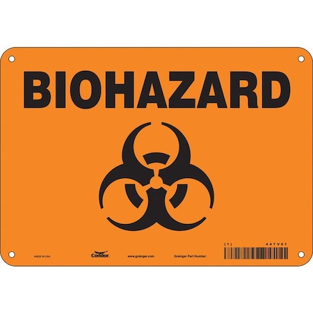 Biohazard Sign, 7 in H, 10 in W, Vertical Rectangle, English, 447V61 MPN:447V61