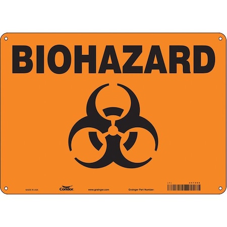 Biohazard Sign, 10 in H, 14 in W, Polyethylene, Horizontal Rectangle, English, 447V66 MPN:447V66