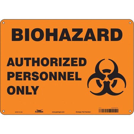 Biohazard Sign, 10 in H, 14 in W, Horizontal Rectangle, English, 447V71 MPN:447V71