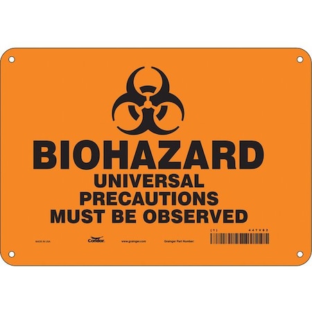 Biohazard Sign, 7 in H, 10 in W, Vertical Rectangle, English, 447V82 MPN:447V82