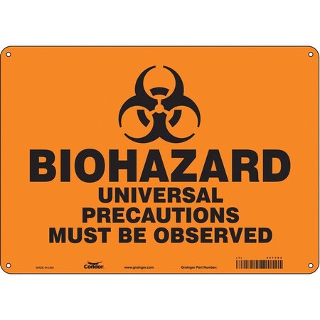 Biohazard Sign, 10 in H, 14 in W, Horizontal Rectangle, English, 447V83 MPN:447V83