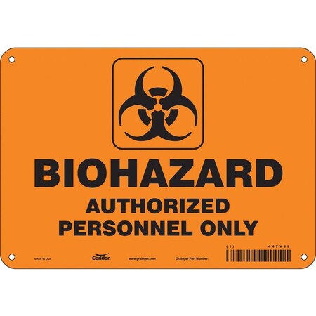Biohazard Sign, 7 in H, 10 in W, Vertical Rectangle, English, 447V88 MPN:447V88