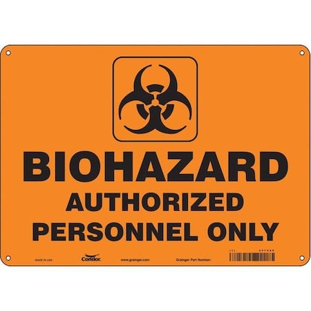 Biohazard Sign, 10 in H, 14 in W, Horizontal Rectangle, English, 447V89 MPN:447V89