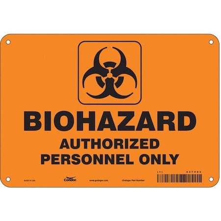 Biohazard Sign, 7 in H, 10 in W, Polyethylene, Vertical Rectangle, English, 447V90 MPN:447V90