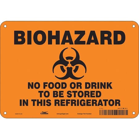 Biohazard Sign, 7 in H, 10 in W, Vertical Rectangle, English, 447W01 MPN:447W01