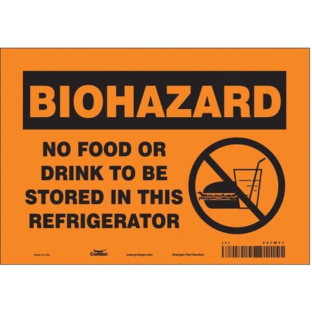 Biohazard Sign, 7 in H, 10 in W, Vinyl, Vertical Rectangle, English, 447W11 MPN:447W11