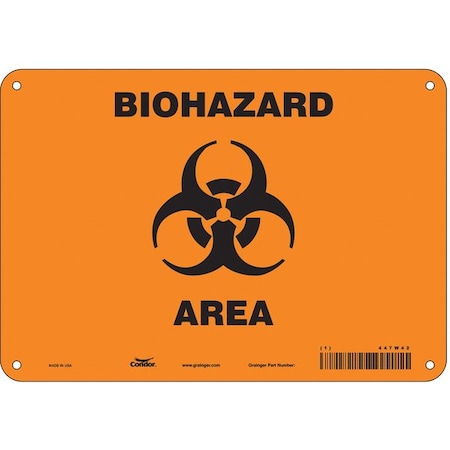 Biohazard Sign, 7 in H, 10 in W, Vertical Rectangle, English, 447W42 MPN:447W42