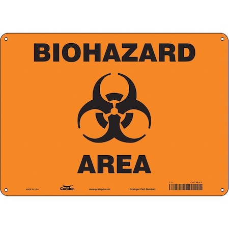 Biohazard Sign, 10 in H, 14 in W, Horizontal Rectangle, English, 447W43 MPN:447W43