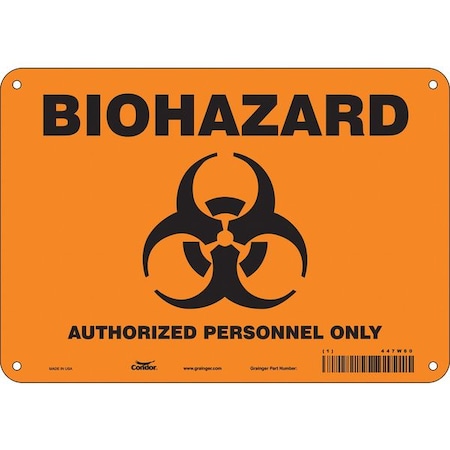 Biohazard Sign, 7 in H, 10 in W, Vertical Rectangle, English, 447W60 MPN:447W60