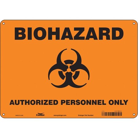 Biohazard Sign, 10 in H, 14 in W, Polyethylene, Horizontal Rectangle, English, 447W64 MPN:447W64