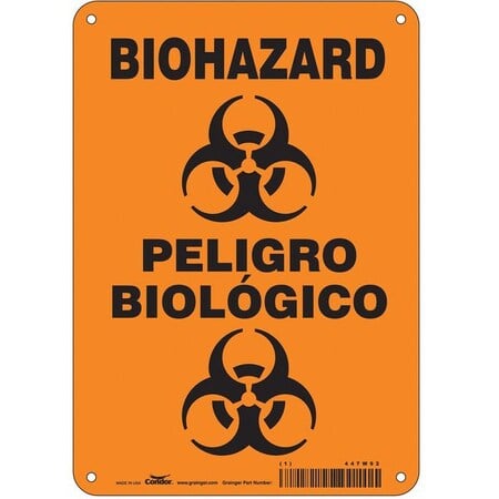 Biohazard Sign, 10 in Height, 7 in Width, Polyethylene, Horizontal Rectangle, English, Spanish MPN:447W92