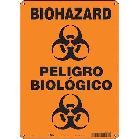 Safety Sign, 14 in Height, 10 in Width, Polyethylene, Vertical Rectangle, English, Spanish, 447W93 MPN:447W93