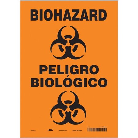 Safety Sign, 14 in Height, 10 in Width, Vinyl, Vertical Rectangle, English, Spanish, 447W95 MPN:447W95