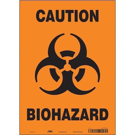 Biohazard Sign, 14 in H, 10 in W, Vinyl, Vertical Rectangle, English, 447X05 MPN:447X05