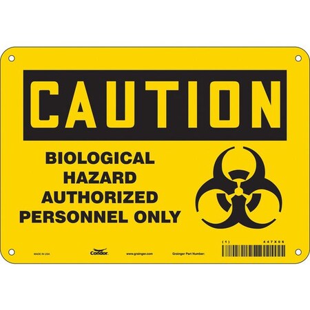 Biohazard Sign, 7 in H, 10 in W, Vertical Rectangle, English, 447X06 MPN:447X06