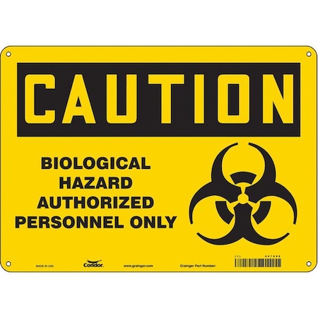 Biohazard Sign, 10 in H, 14 in W, Polyethylene, Horizontal Rectangle, English, 447X09 MPN:447X09