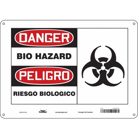 Biohazard Sign, 10 in H, 14 in W, Horizontal Rectangle, English, Spanish, 447X37 MPN:447X37
