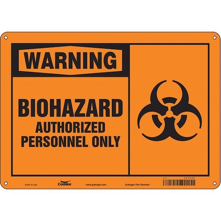Biohazard Sign, 10 in H, 14 in W, Horizontal Rectangle, English, 447X43 MPN:447X43