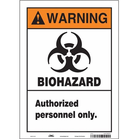 Biohazard Sign, 14 in H, 10 in W, Vinyl, Vertical Rectangle, English, 447X57 MPN:447X57