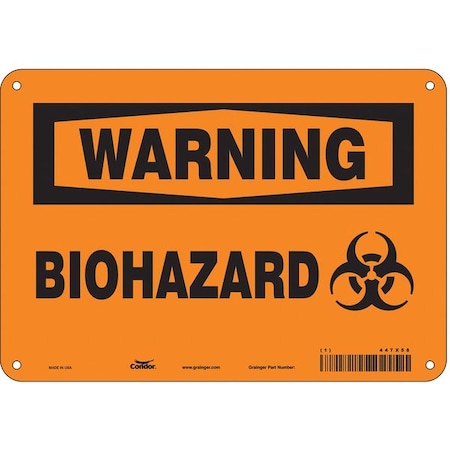 Biohazard Sign, 7 in H, 10 in W, Vertical Rectangle, English, 447X58 MPN:447X58