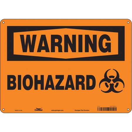 Biohazard Sign, 10 in H, 14 in W, Polyethylene, Horizontal Rectangle, English, 447X61 MPN:447X61
