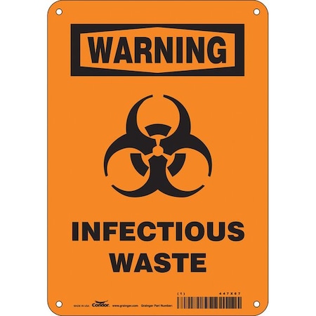 Biohazard Sign, 10 in H, 7 in W, Polyethylene, Horizontal Rectangle, English, 447X67 MPN:447X67