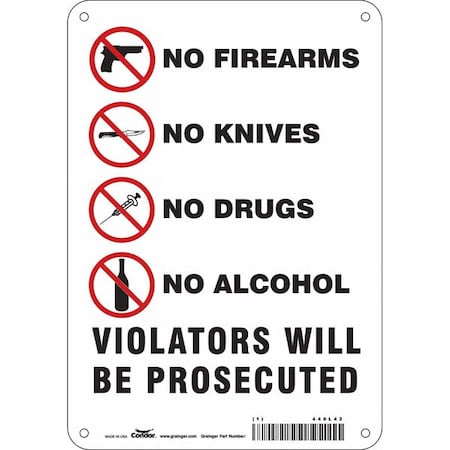 Safety Sign, 10 in Height, 7 in Width, Polyethylene, Horizontal Rectangle, English, 449L42 MPN:449L42