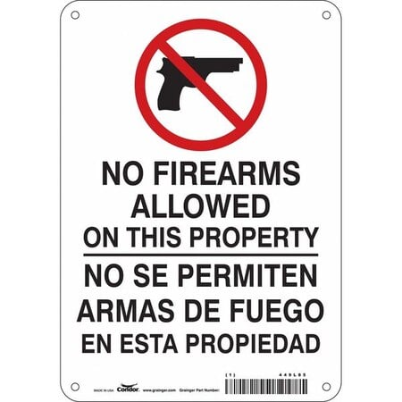 Safety Sign, 10 in Height, 7 in Width, Aluminum, Horizontal Rectangle, English, Spanish, 449L85 MPN:449L85