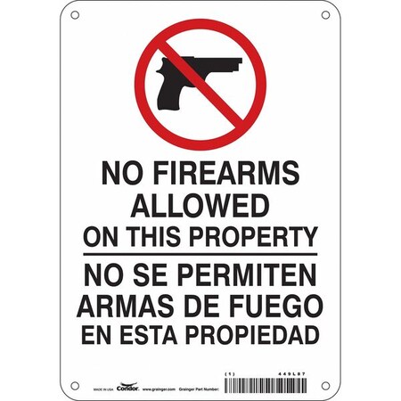 Safety Sign, 10 in H, 7 in W, Polyethylene, Horizontal Rectangle, English, Spanish, 449L87 MPN:449L87