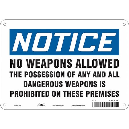 Safety Sign, 7 in Height, 10 in Width, Aluminum, Vertical Rectangle, English, 449M05 MPN:449M05