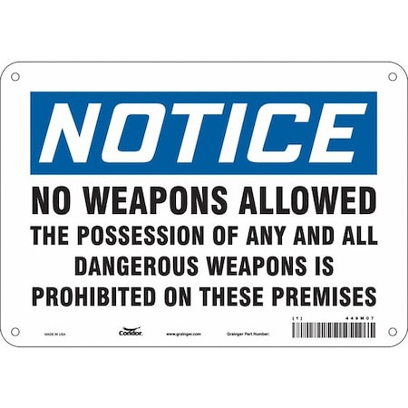 Safety Sign, 7 in Height, 10 in Width, Polyethylene, Vertical Rectangle, English, 449M07 MPN:449M07