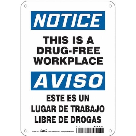 Safety Sign, 10 in Height, 7 in Width, Vinyl, Horizontal Rectangle, English, 449M47 MPN:449M47