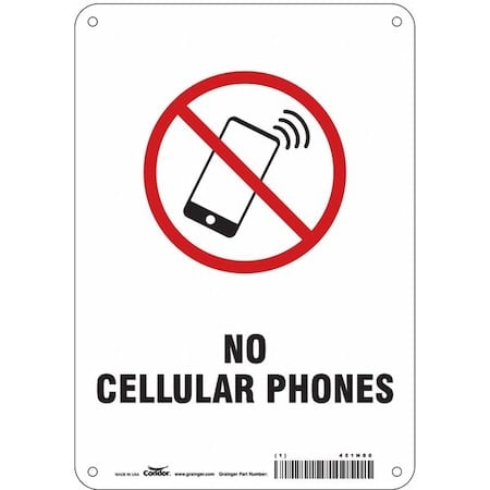 Safety Sign Cell Phone, 10 in Height, 7 in Width, Aluminum, Horizontal Rectangle, English MPN:451N80