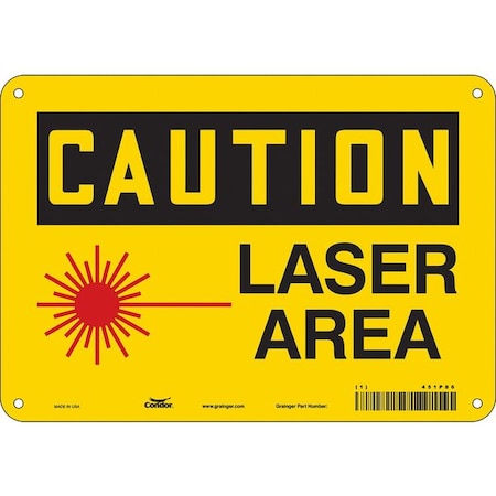 Laser Warning Sign, 7 in H, 10 in W, Polyethylene, Vertical Rectangle, 451P86 MPN:451P86